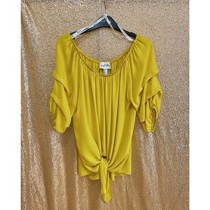 Chartreuse Tie Front Blouse
